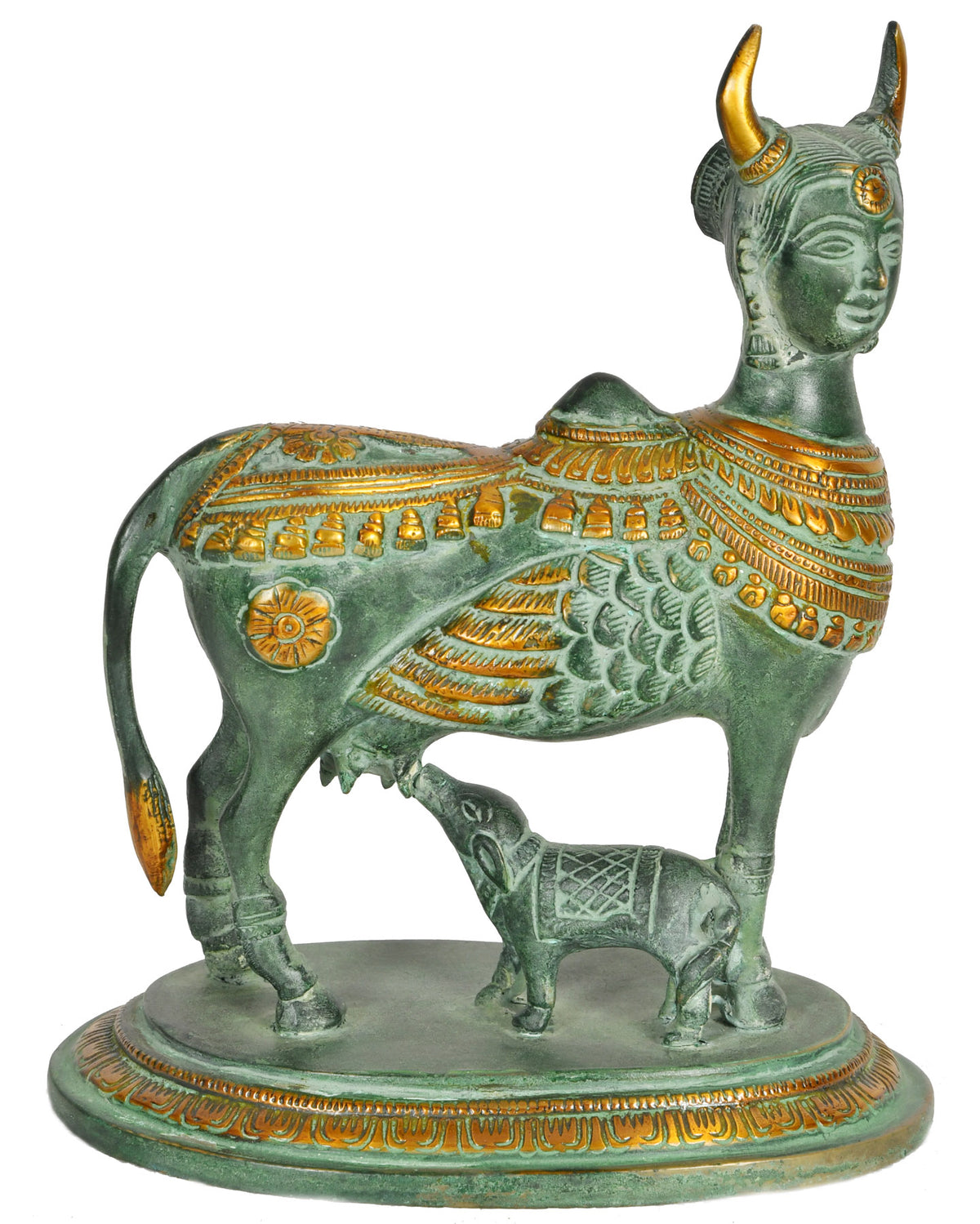 8" Celestial Cow Kamadhenu In Brass | Handmade | Made In India