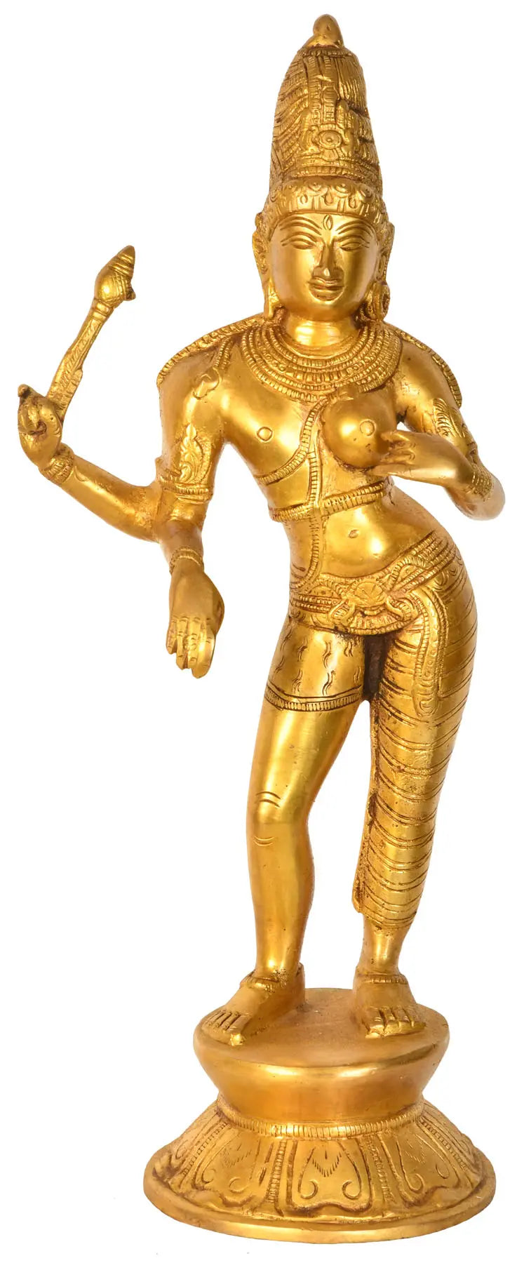 14" Ardhanarishvara Handmade Brass Statue for Pooja