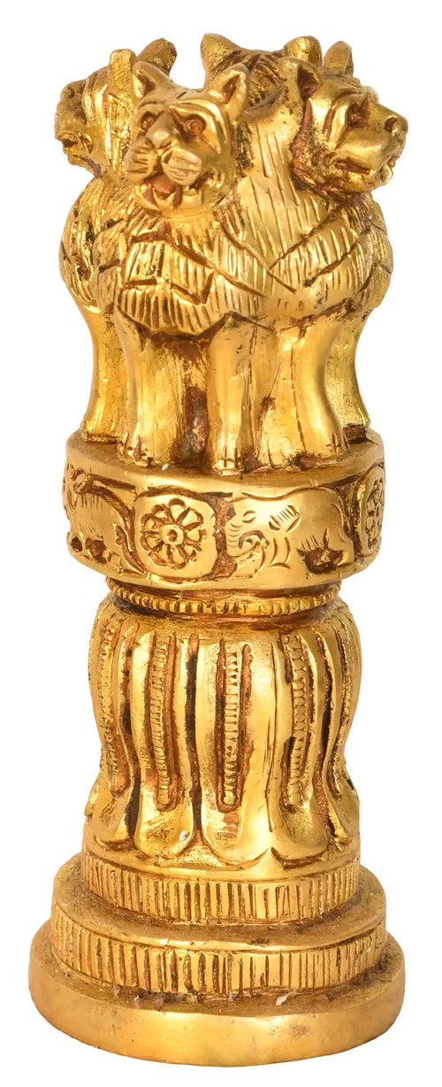 6" Ashoka Pillar Handmade Brass Statue