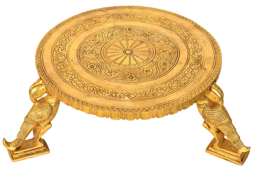 Handmade Brass Ritual Chowki with Parrot Legs