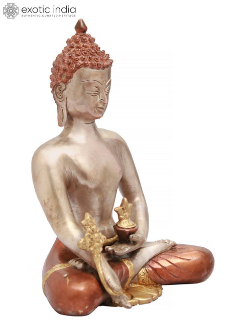 9" Tibetan Buddhist Medicine Buddha In Brass