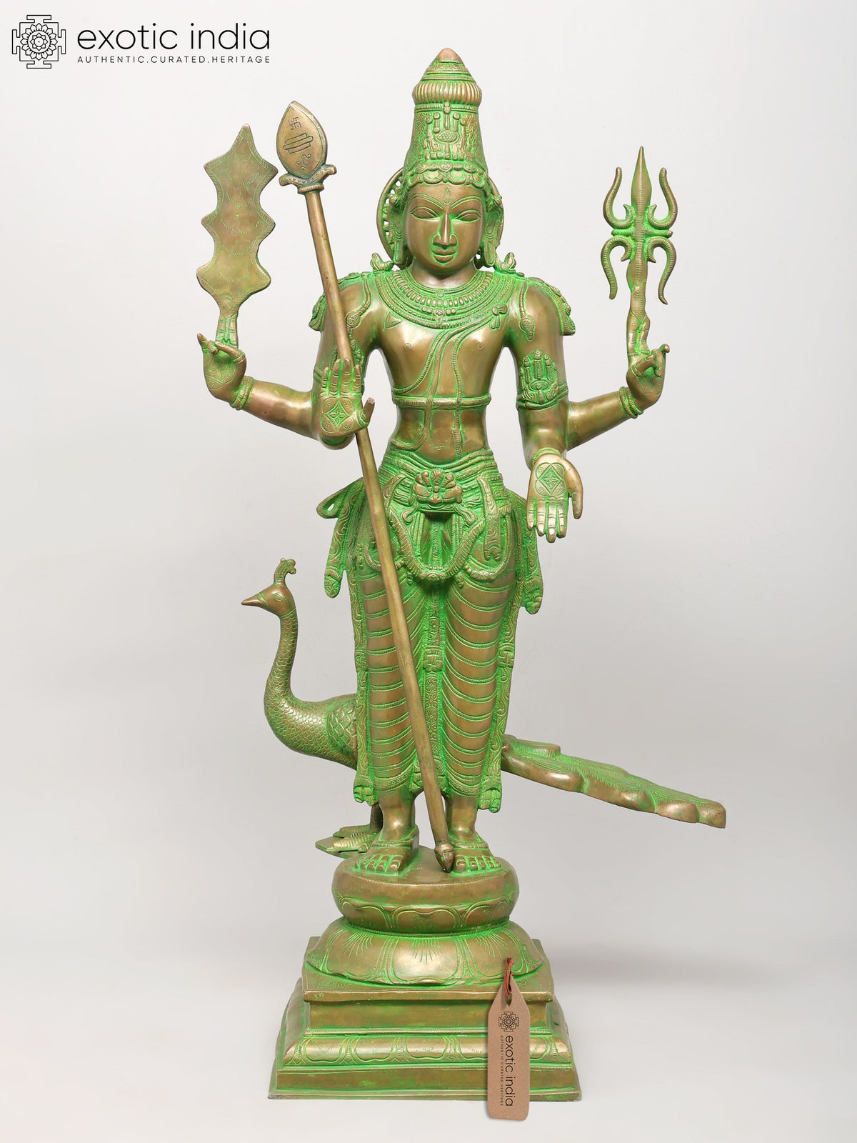 36" Karttikekya - The Warrior Son of  Lord Shiva In Brass | Handmade | Made In India