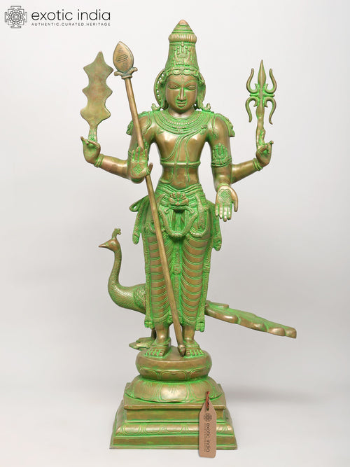 36" Karttikeyya Handmade Brass Statue for Home Pooja