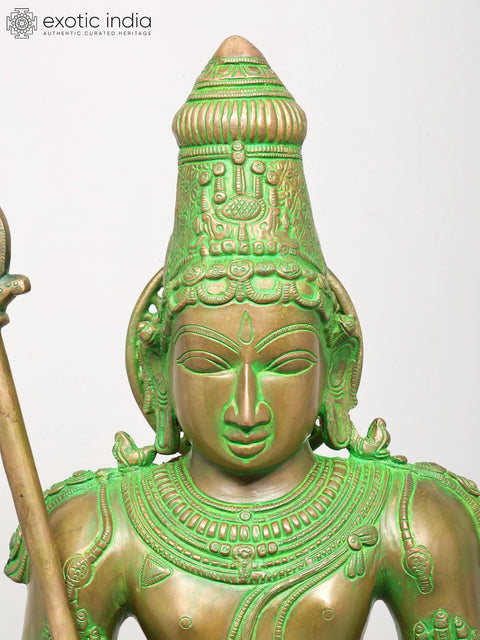 36" Karttikekya - The Warrior Son of  Lord Shiva In Brass | Handmade | Made In India