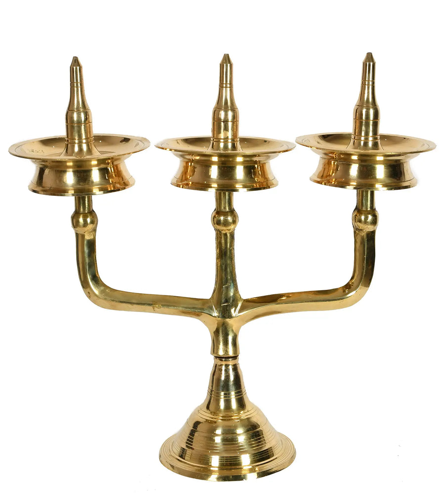 19" Handmade Brass Three Lamps Statue for Home Decor