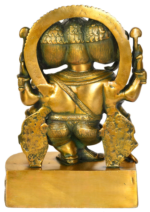 12" Trimukha Dancing Ganesha In Brass | Handmade | Made In India
