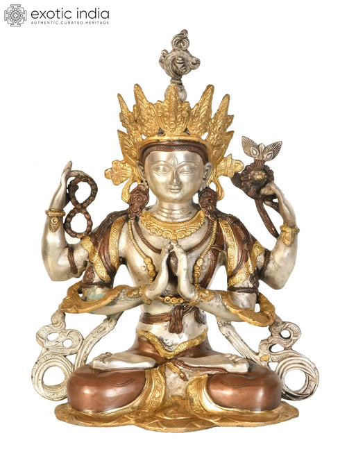15" Handmade Tibetan Buddhist Chenrezig Brass Statue