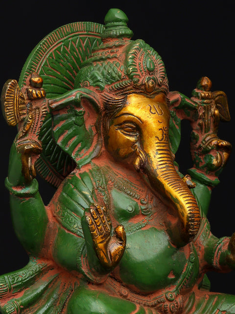 10" Kamalasana Ganesha In Brass | Handmade | Made In India