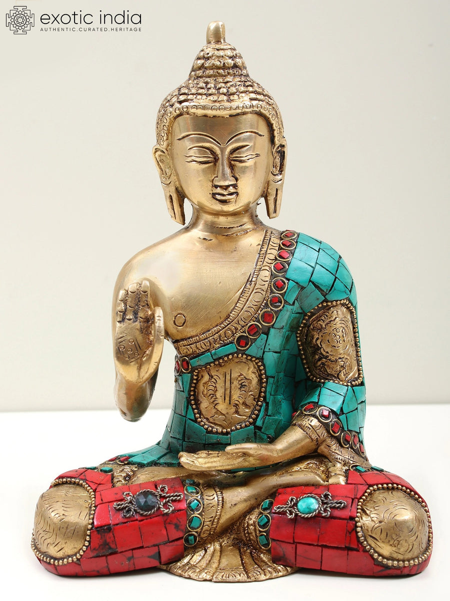 7" Blessing Buddha Handmade Brass Statue