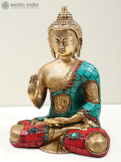 7" Blessing Buddha Brass Statue | Handmade Tibetan Buddha Idols | Made in India