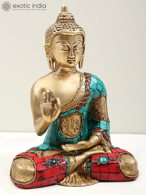 7" Blessing Buddha Brass Statue | Handmade Tibetan Buddha Idols | Made in India