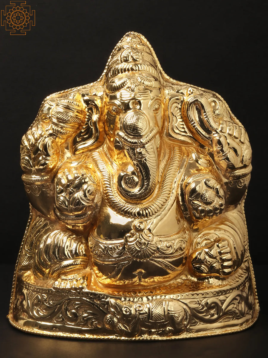 10" Handmade Ganesha Brass Statue for Pooja