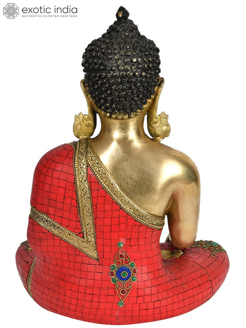 16" Tibetan Buddhist Lord Buddha in Earth Touching Gesture In Brass | Handmade | Made In India