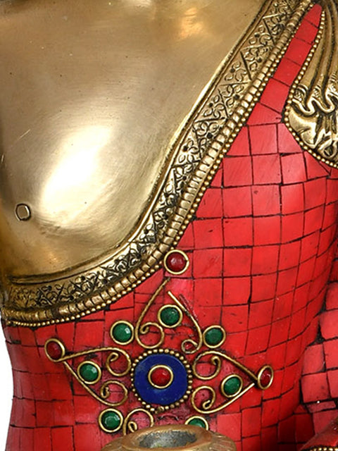 16" Tibetan Buddhist Lord Buddha in Earth Touching Gesture In Brass | Handmade | Made In India
