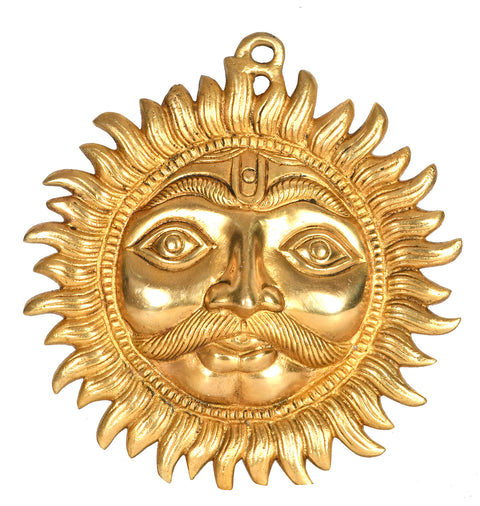 Golden Brass Vastu Wall Hanging of God Surya