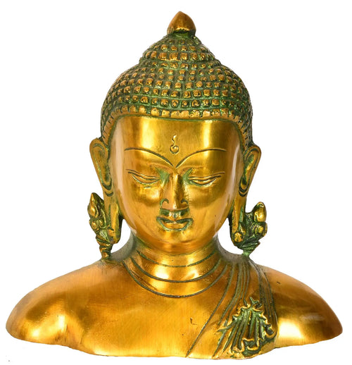 6" Handmade Lord Buddha Brass Bust Tibetan Buddhist Statue