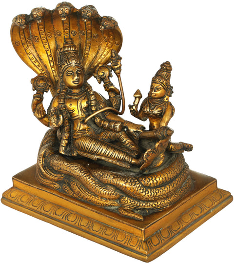 7" Shesha-Shayi Vishnu In Brass | Handmade | Made In India