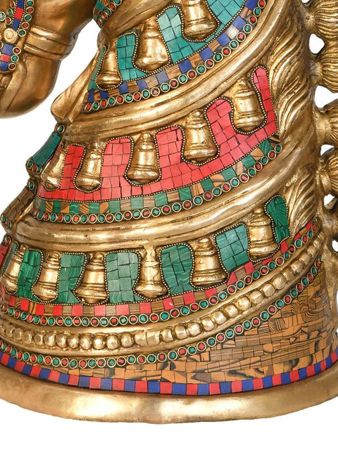 Royal Horse Head Brass Figurine with Intricate Inlay Work