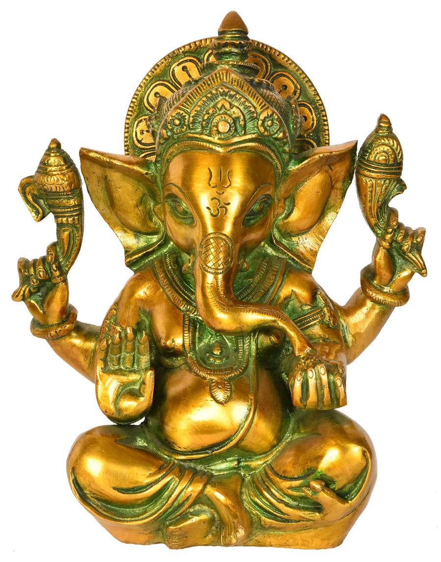 8" Brass Ganesha Granting Abhaya Handmade Statue