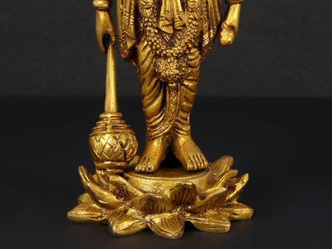 8" Standing Lord Vishnu Brass Statue | Handmade | Made in India