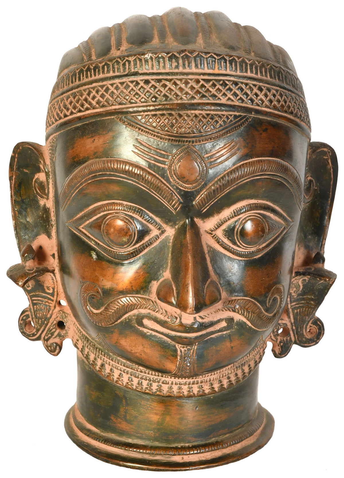 7" Bhairava Head In Brass | Handmade | Made In India