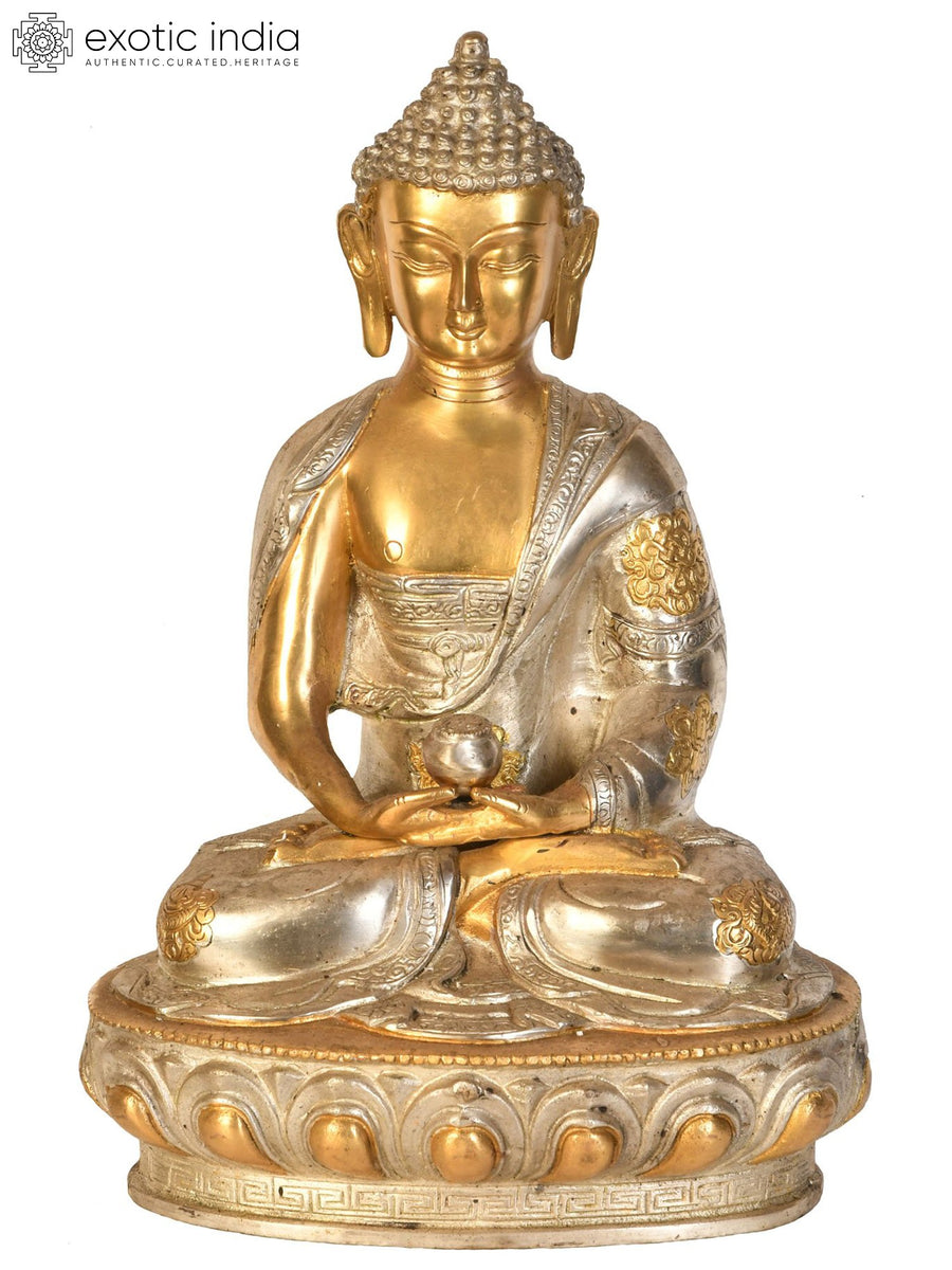 12" Tibetan Buddhist Lord Buddha Dhyan Mudra Brass Meditation Statue