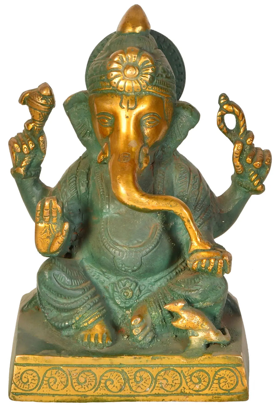 6" Handmade Brass Ganesha Statue for Home Pooja