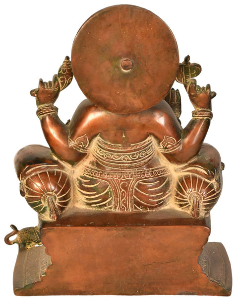 9" Raja Ganesha In Brass | Handmade | Made In India