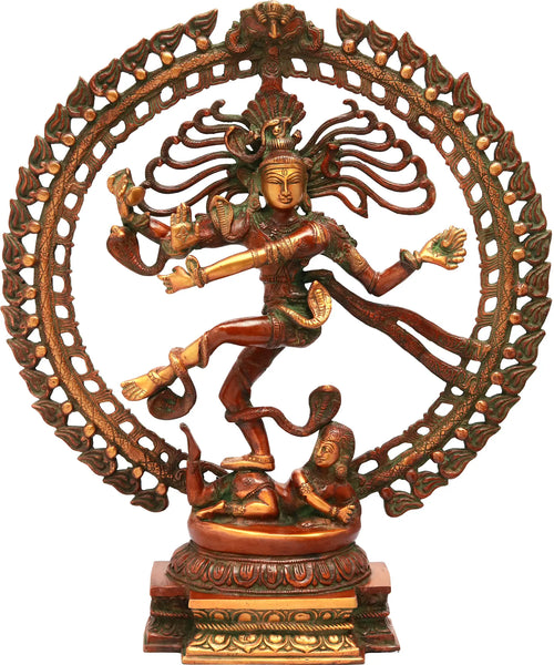 20" Handmade Brass Nataraja Statue with Elaborate Prabha