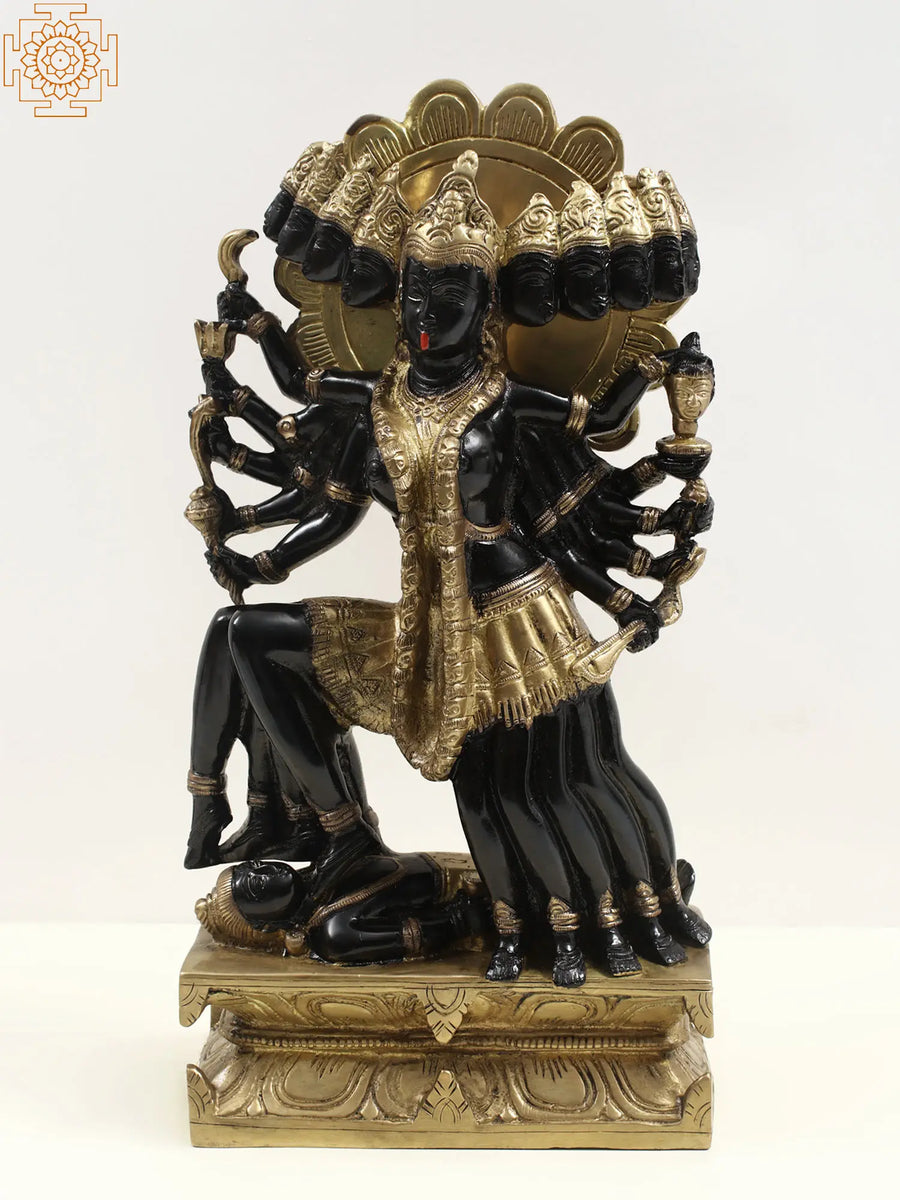 Handmade Goddess Mahakali Brass Statue for Home Pooja