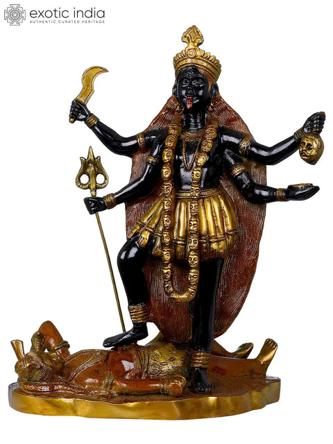14" Goddess Kali In Brass | Handmade | Made In India