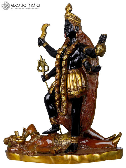 14" Goddess Kali In Brass | Handmade | Made In India
