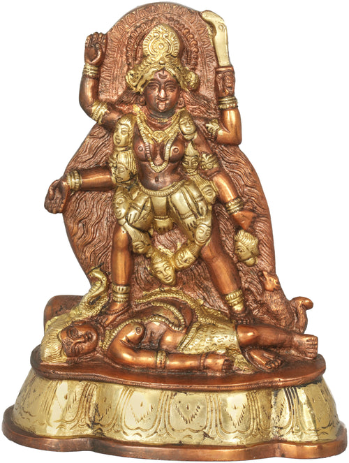 7" Kali Handmade Brass Statue for Home Pooja