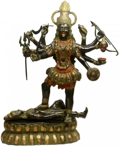 33" Large Goddess Kali Brass Statue Handmade for Pooja
