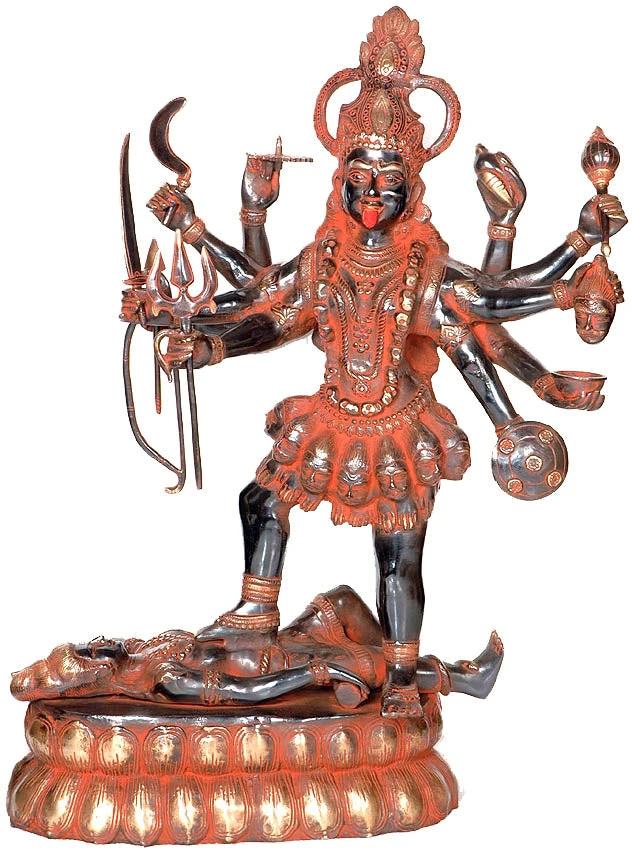 33" Large Goddess Kali Brass Statue Ð Powerful Religious Figurine | Handmade in India