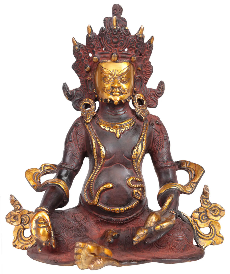 10" Kubera Brass Statue - God of Wealth Handmade Idol