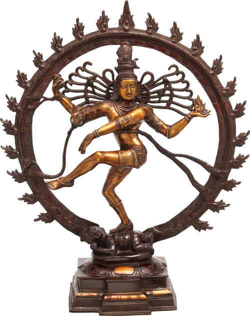 25" Handmade Brass Nataraja Statue - Shiva's Tandava Dance Sculpture