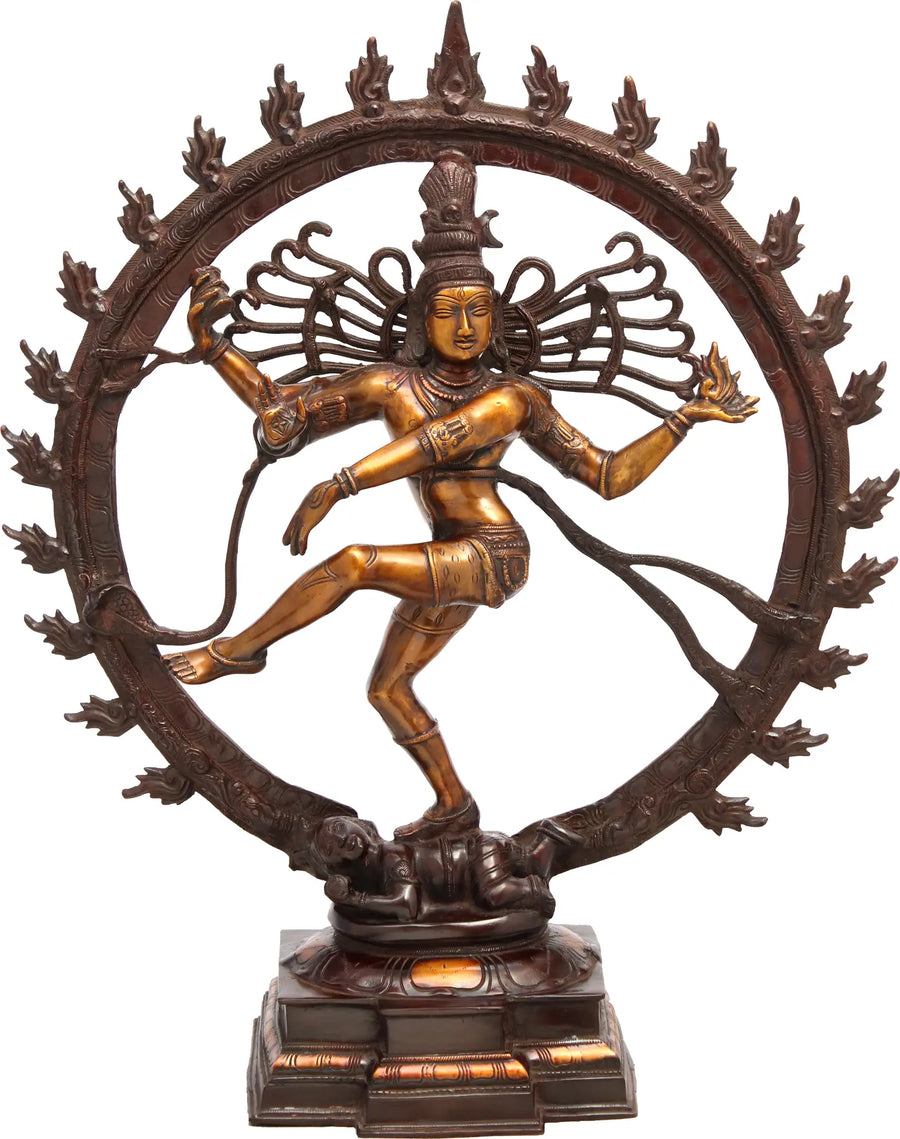 25" Handmade Brass Nataraja Statue - Shiva's Tandava Dance Sculpture