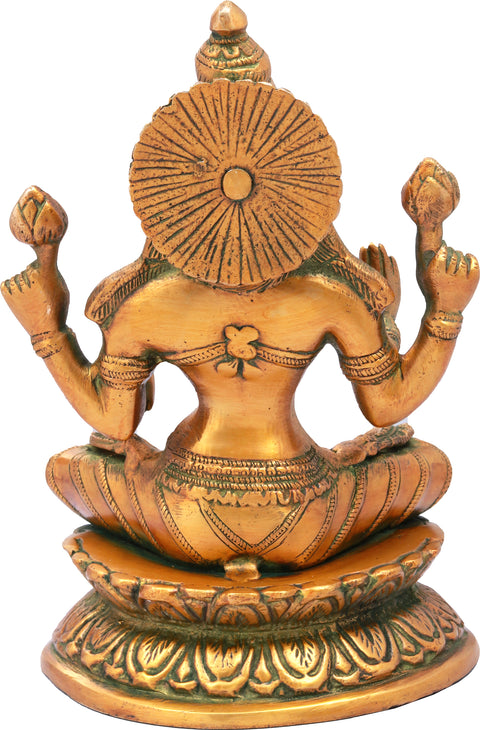 9" Goddess Lakshmi Brass Sculpture | Handmade | Made in India