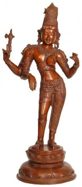 26" Ardhanarishvara Brass Statue (Shiva-Shakti) with Towering Jatamukuta | Handmade Divine Sculpture