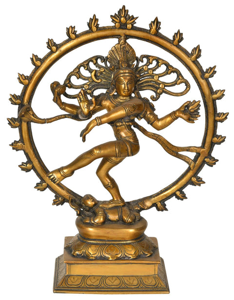 13" Lord Shiva as Nataraja Idol | Handmade Brass Statue | Made In India