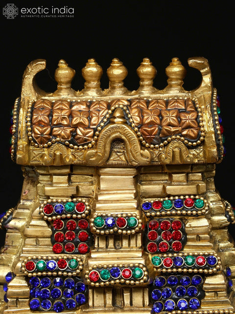 9" Meenakshi Temple of South India Brass Sculpture - Handmade Intricate Art