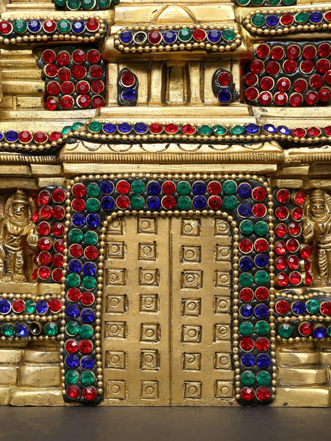 9" Meenakshi Temple of South India Brass Sculpture - Handmade Intricate Art
