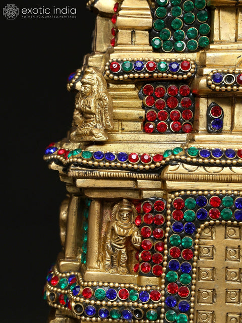 9" Meenakshi Temple of South India Brass Sculpture - Handmade Intricate Art