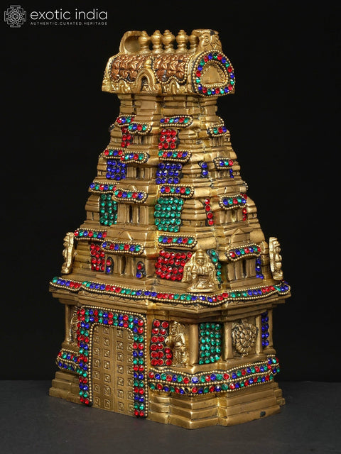 9" Meenakshi Temple of South India Brass Sculpture - Handmade Intricate Art