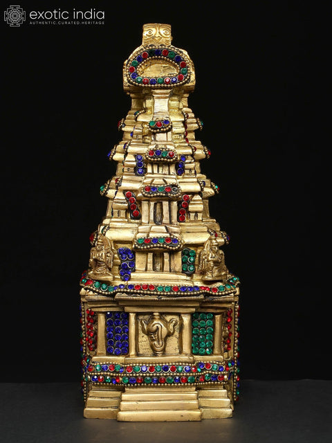 9" Meenakshi Temple of South India Brass Sculpture - Handmade Intricate Art