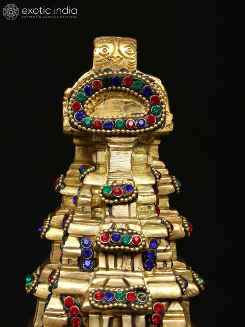 9" Meenakshi Temple of South India Brass Sculpture - Handmade Intricate Art