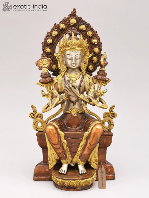11" Maitreya Buddhist Deity Handmade Brass Statue for Meditation