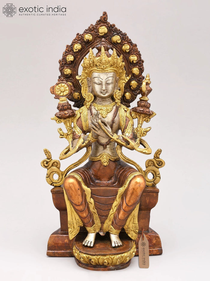 11" Maitreya Buddhist Deity Handmade Brass Statue for Meditation