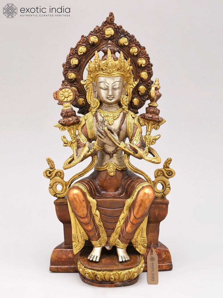 11" Maitreya Buddhist Deity Handmade Brass Statue for Meditation